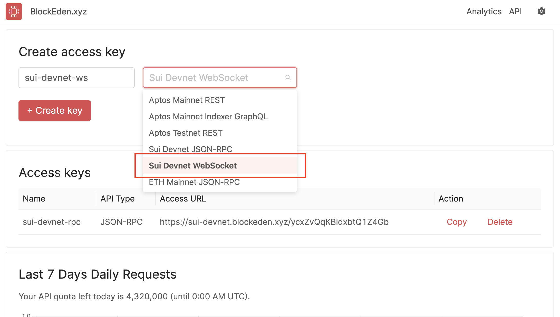 create sui ws key