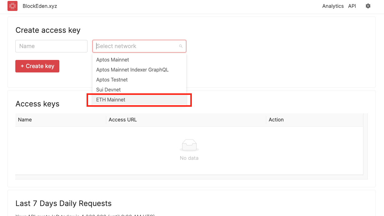 create eth mainnet api key